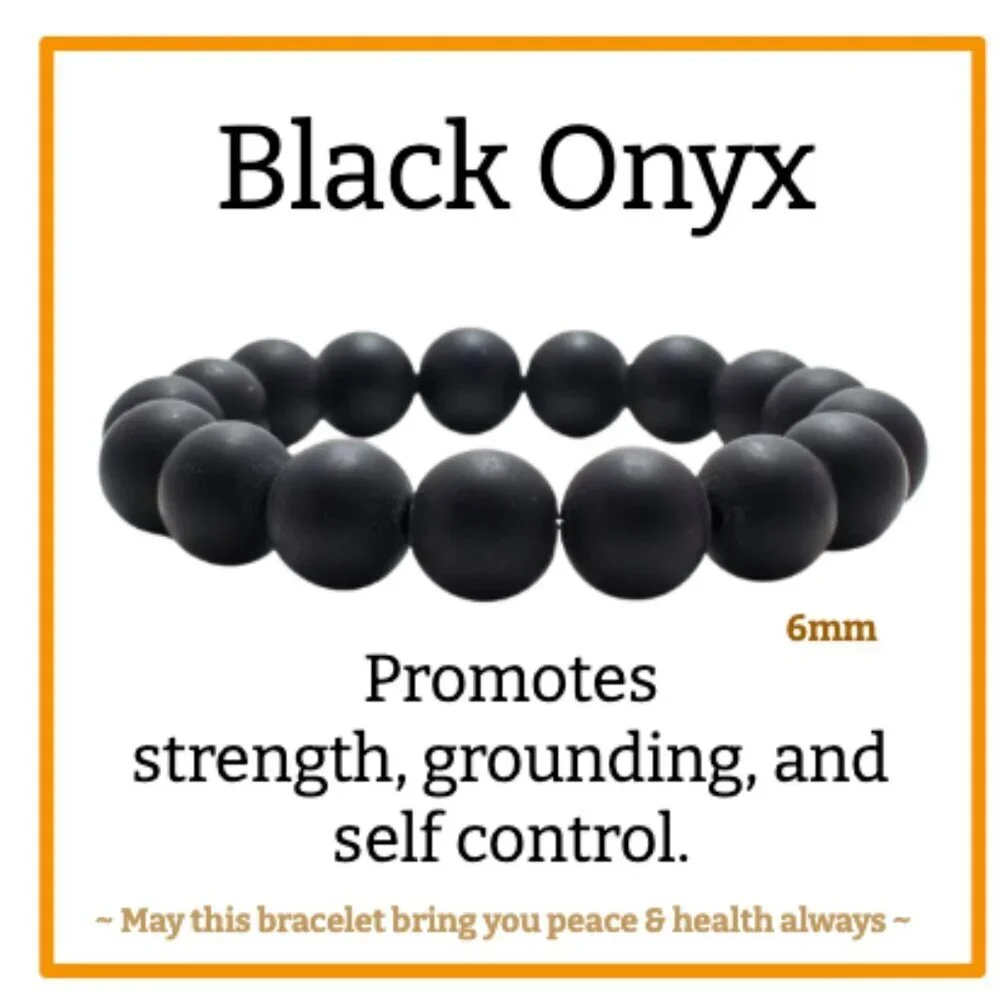 Matte Black Onyx Beaded Bracelet 6mm NWT (MJW015)